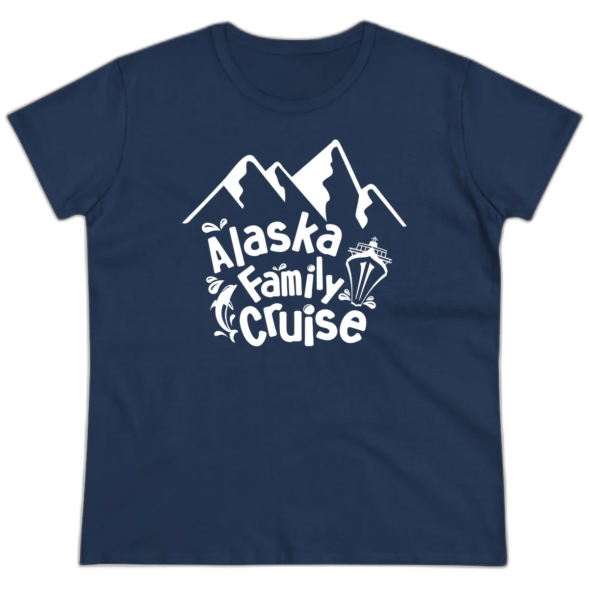 Alaska Family Cruise Mountain Adventure Ladies Tee in Navy
