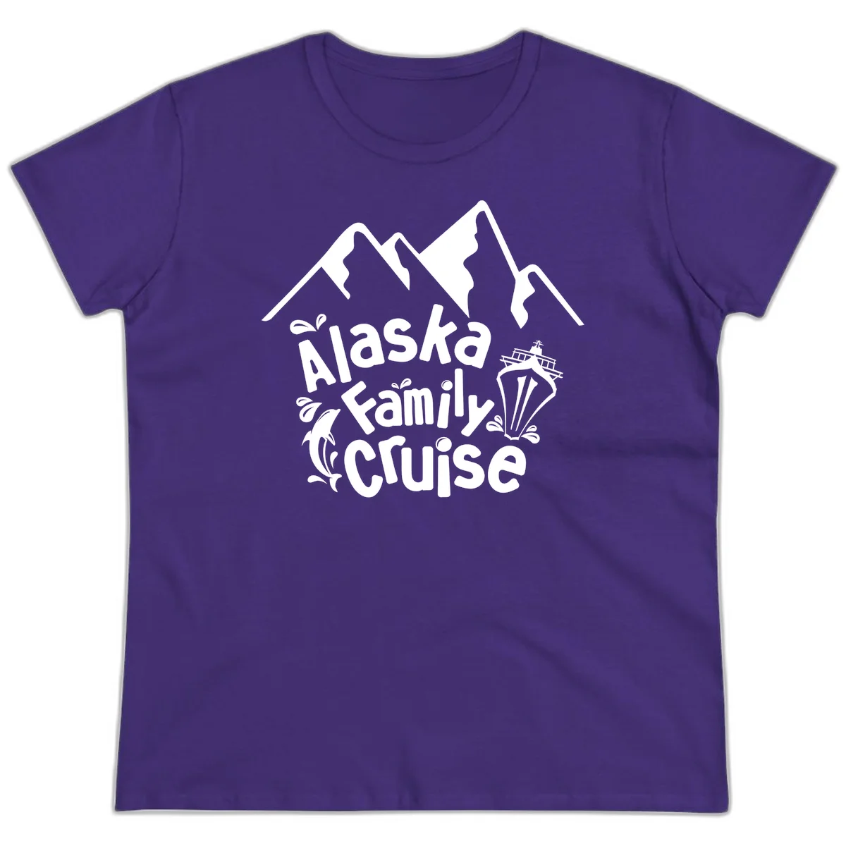 Alaska Family Cruise Mountain Adventure Ladies Tee in Purple
