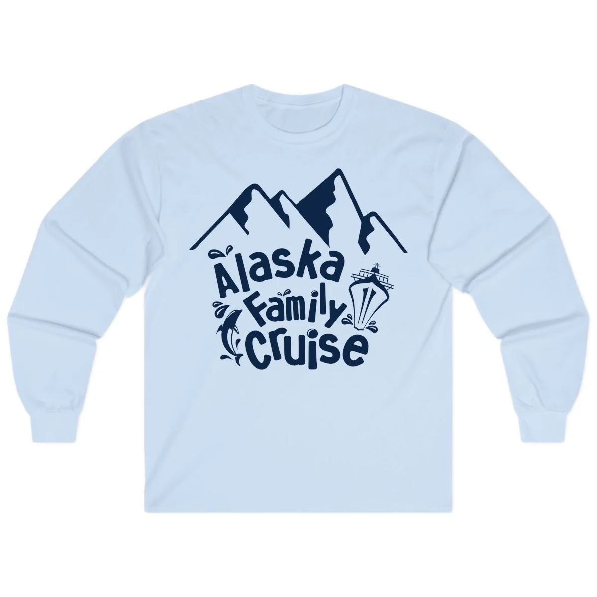 Alaska Family Cruise Mountain Adventure Long Sleeve in Light Blue