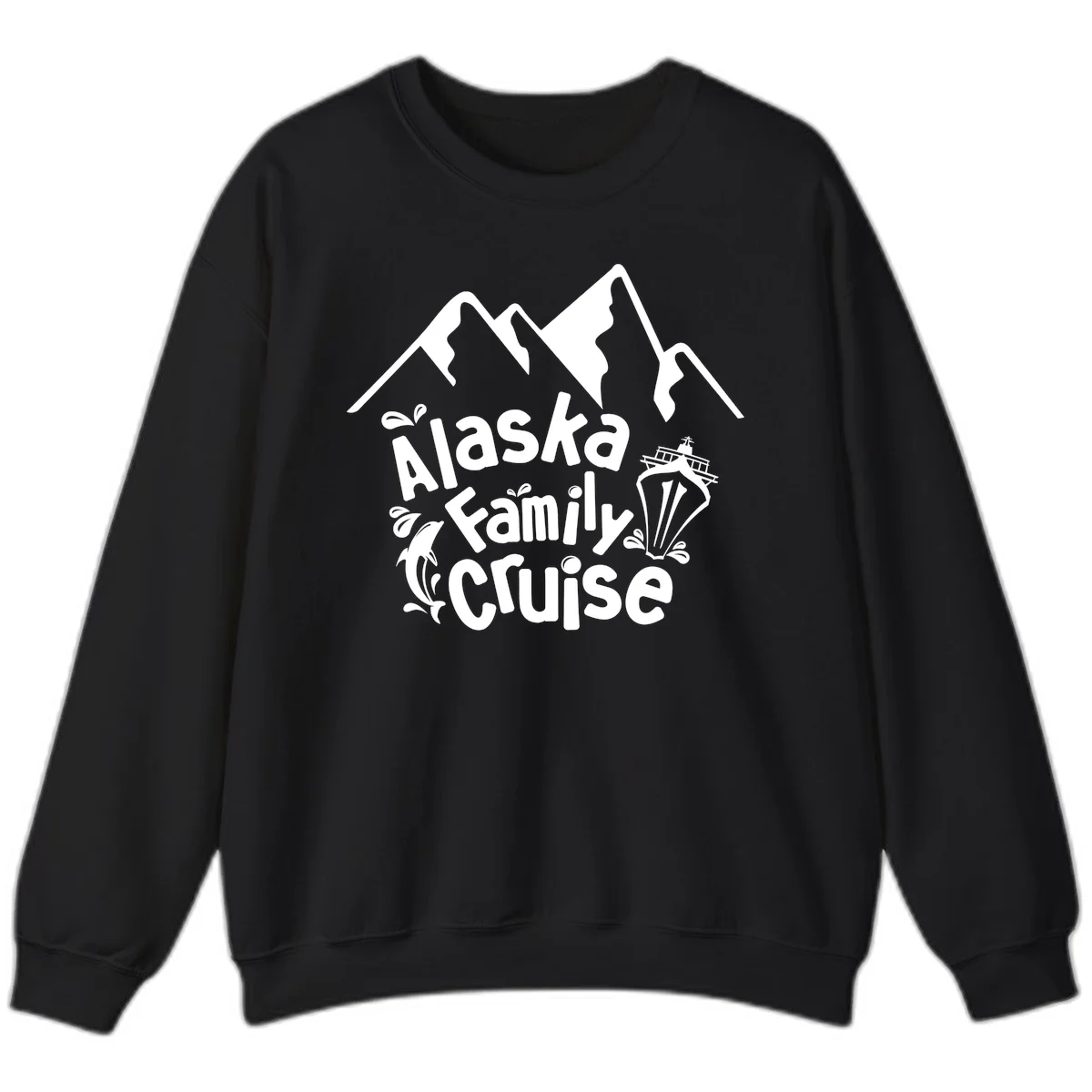 Alaska Family Cruise Mountain Adventure Sweatshirt in Black