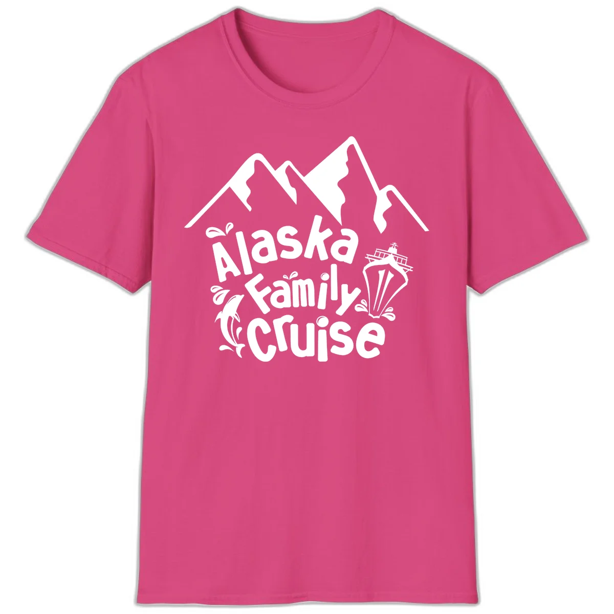 Alaska Family Cruise Mountain Adventure T-Shirt in Heliconia