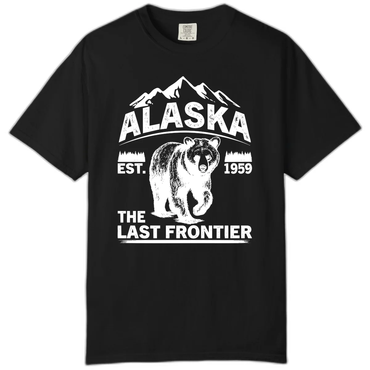 Alaska Last Frontier Grizzly Badge Comfort Color in Black