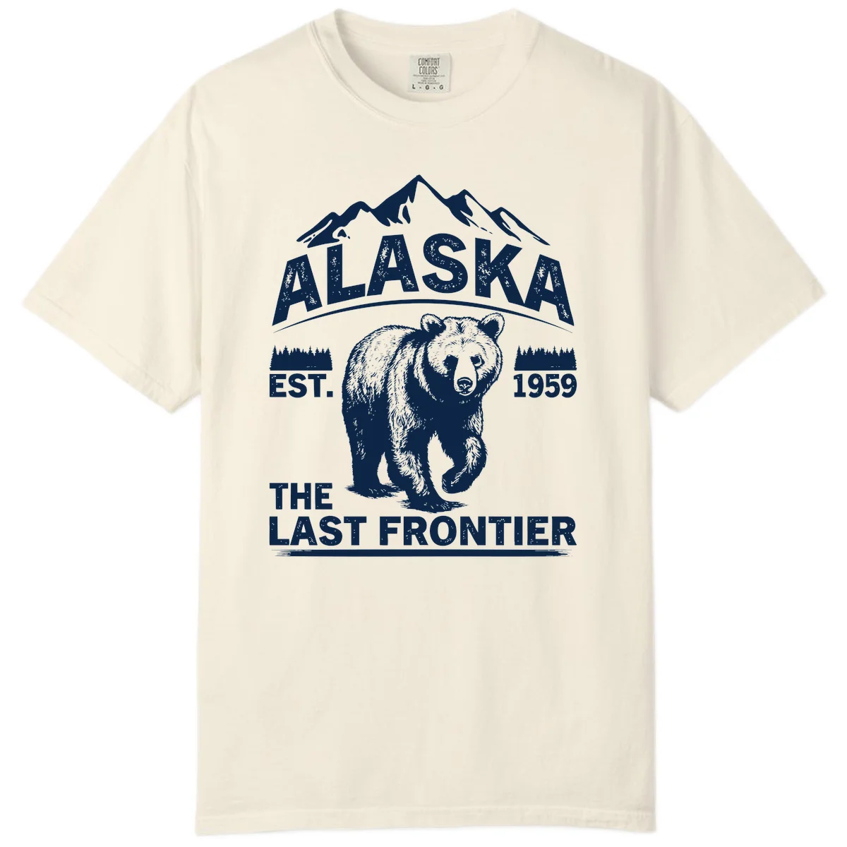Alaska Last Frontier Grizzly Badge Comfort Color in Ivory