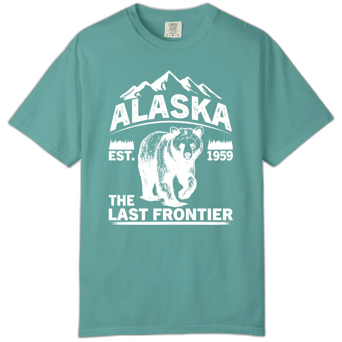 Alaska Last Frontier Grizzly Badge Comfort Color in Seafoam