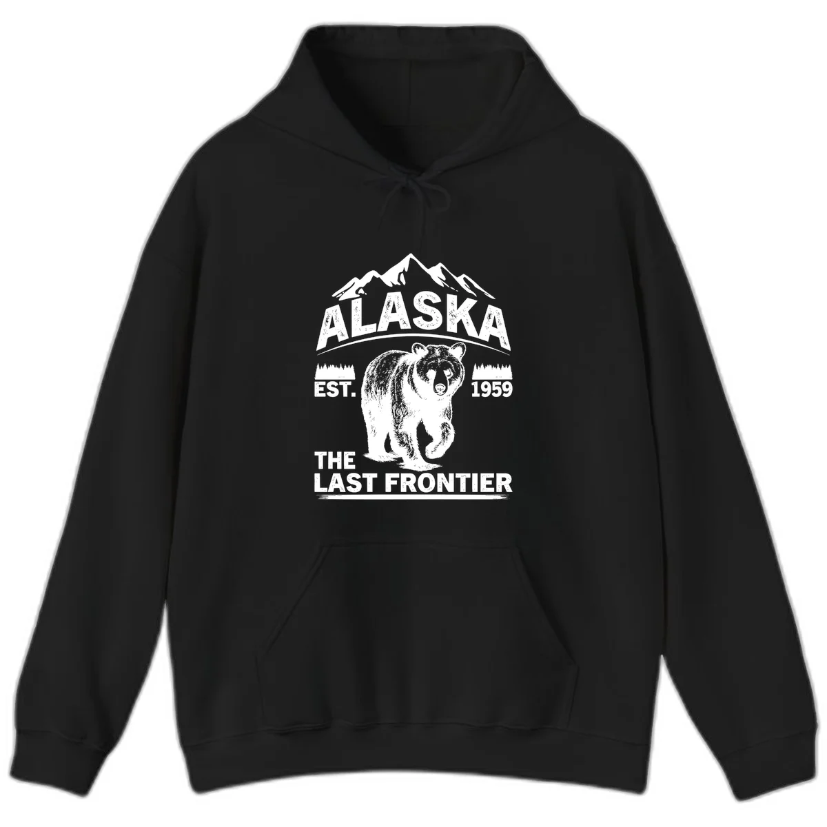 Alaska Last Frontier Grizzly Badge Hoodie in Black