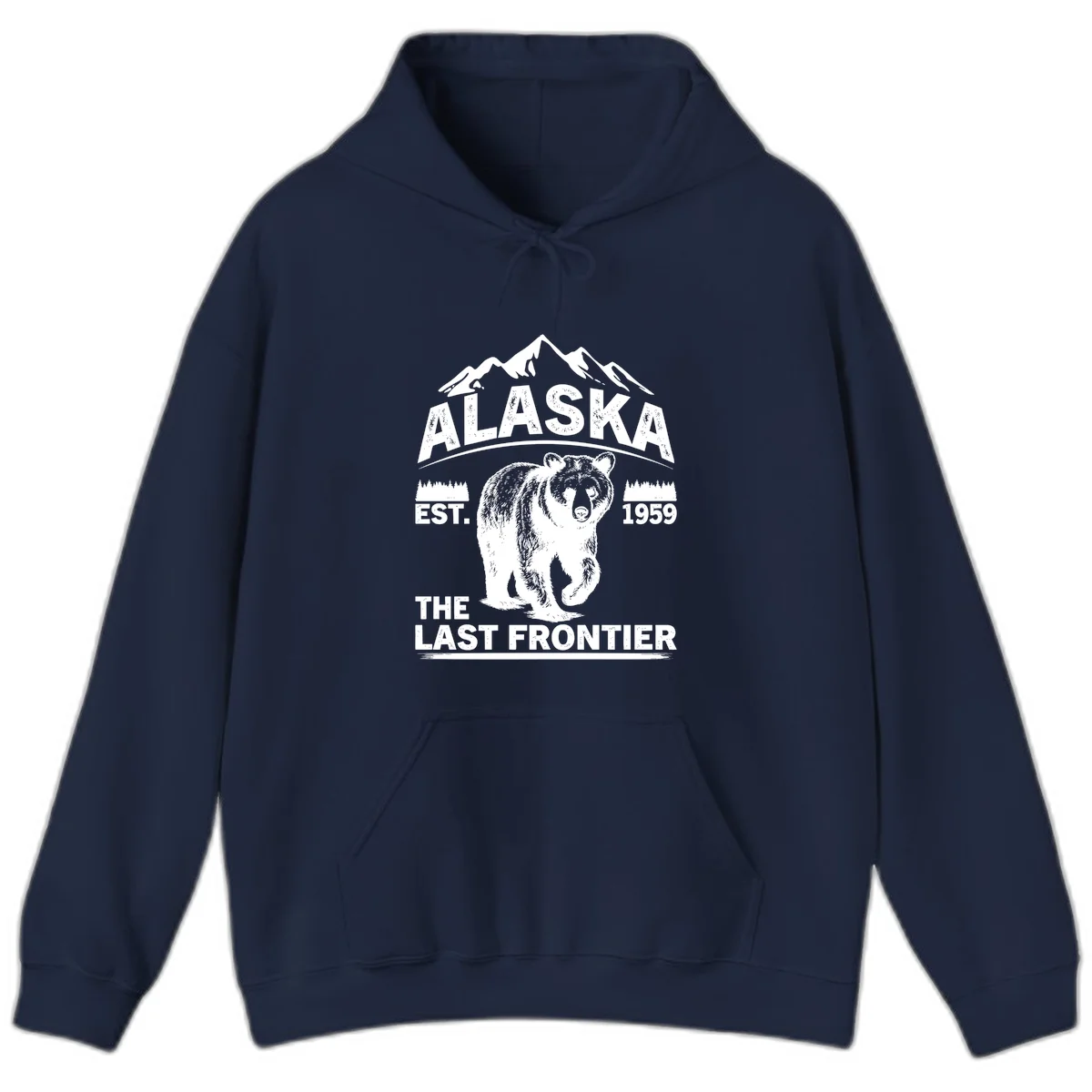 Alaska Last Frontier Grizzly Badge Hoodie in Navy