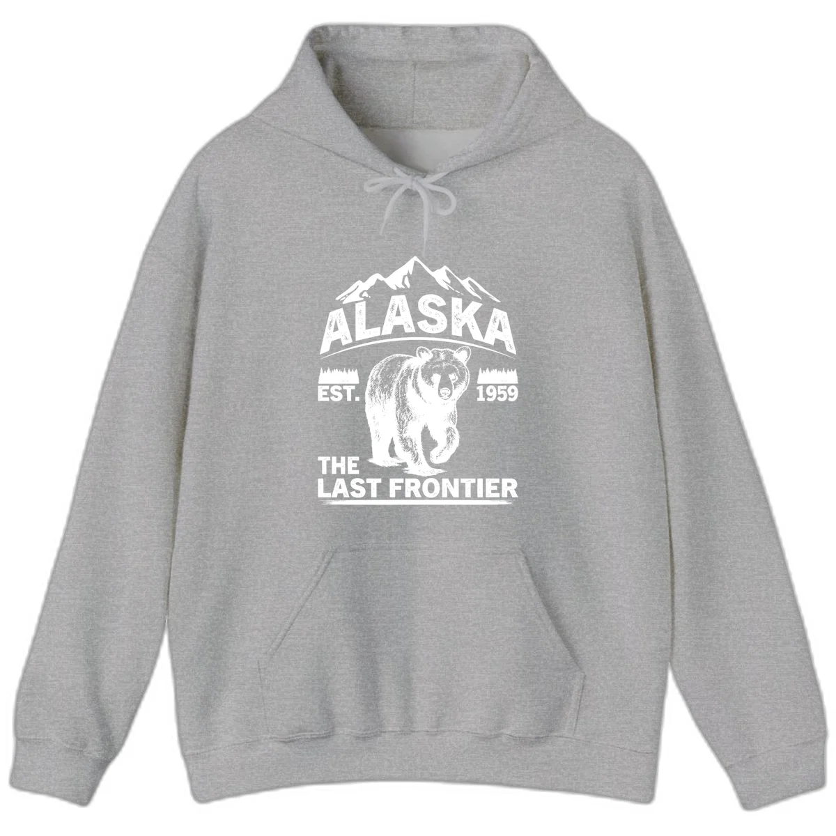 Alaska Last Frontier Grizzly Badge Hoodie in Sport Grey