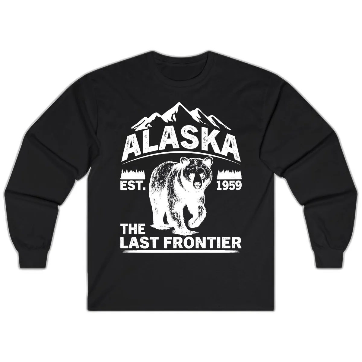 Alaska Last Frontier Grizzly Badge Long Sleeve in Black