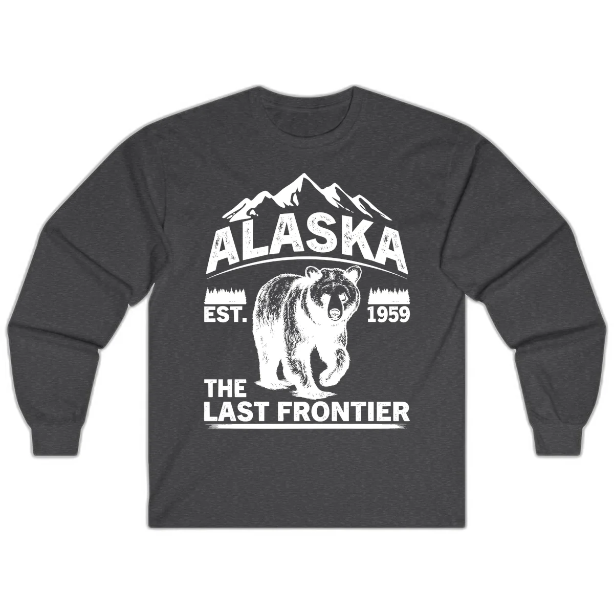 Alaska Last Frontier Grizzly Badge Long Sleeve in Dark Heather