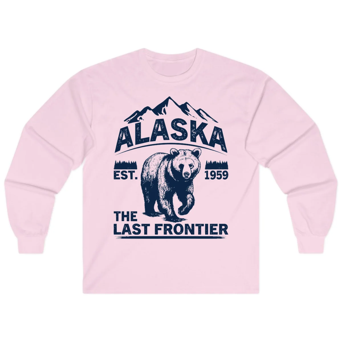 Alaska Last Frontier Grizzly Badge Long Sleeve in Light Pink