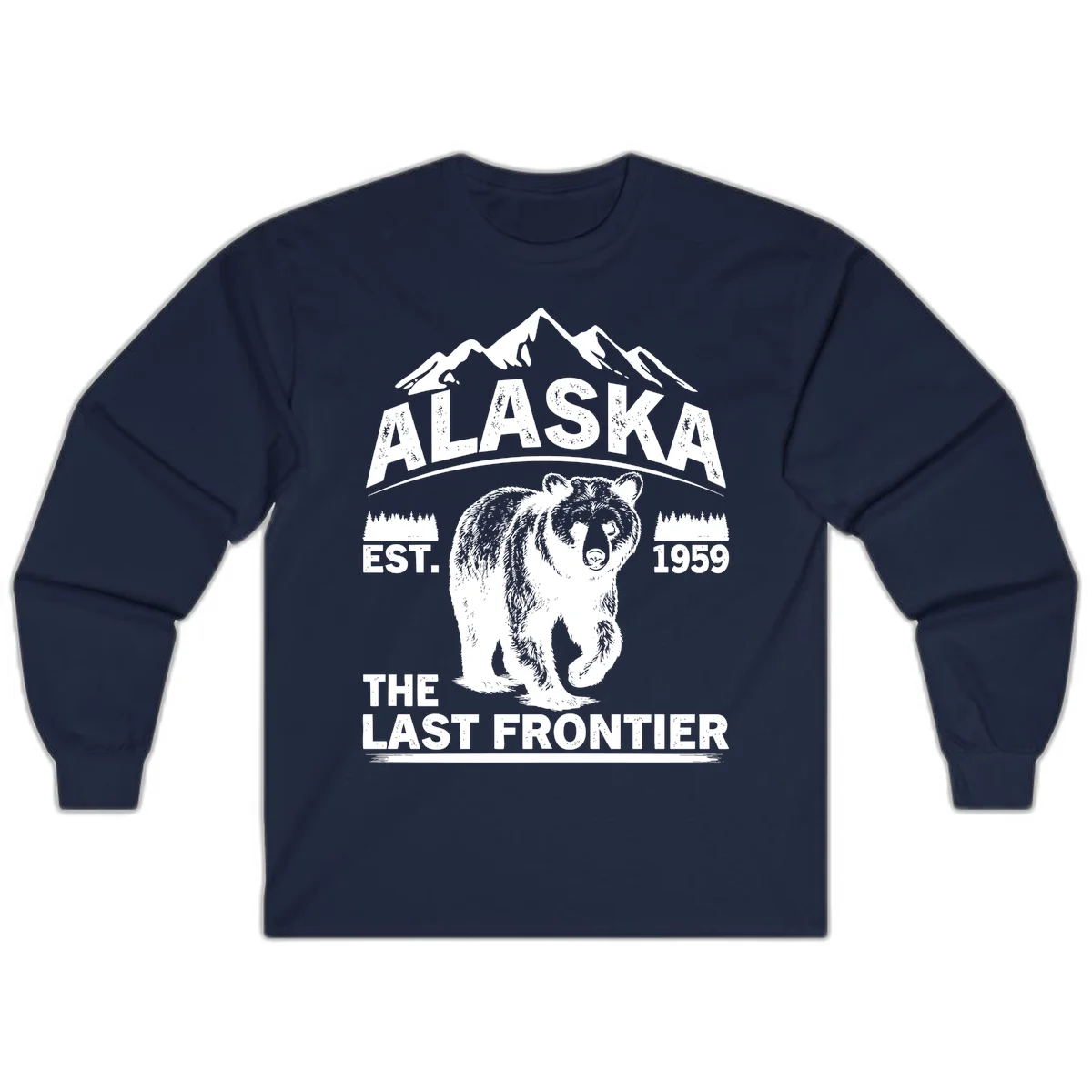 Alaska Last Frontier Grizzly Badge Long Sleeve in Navy