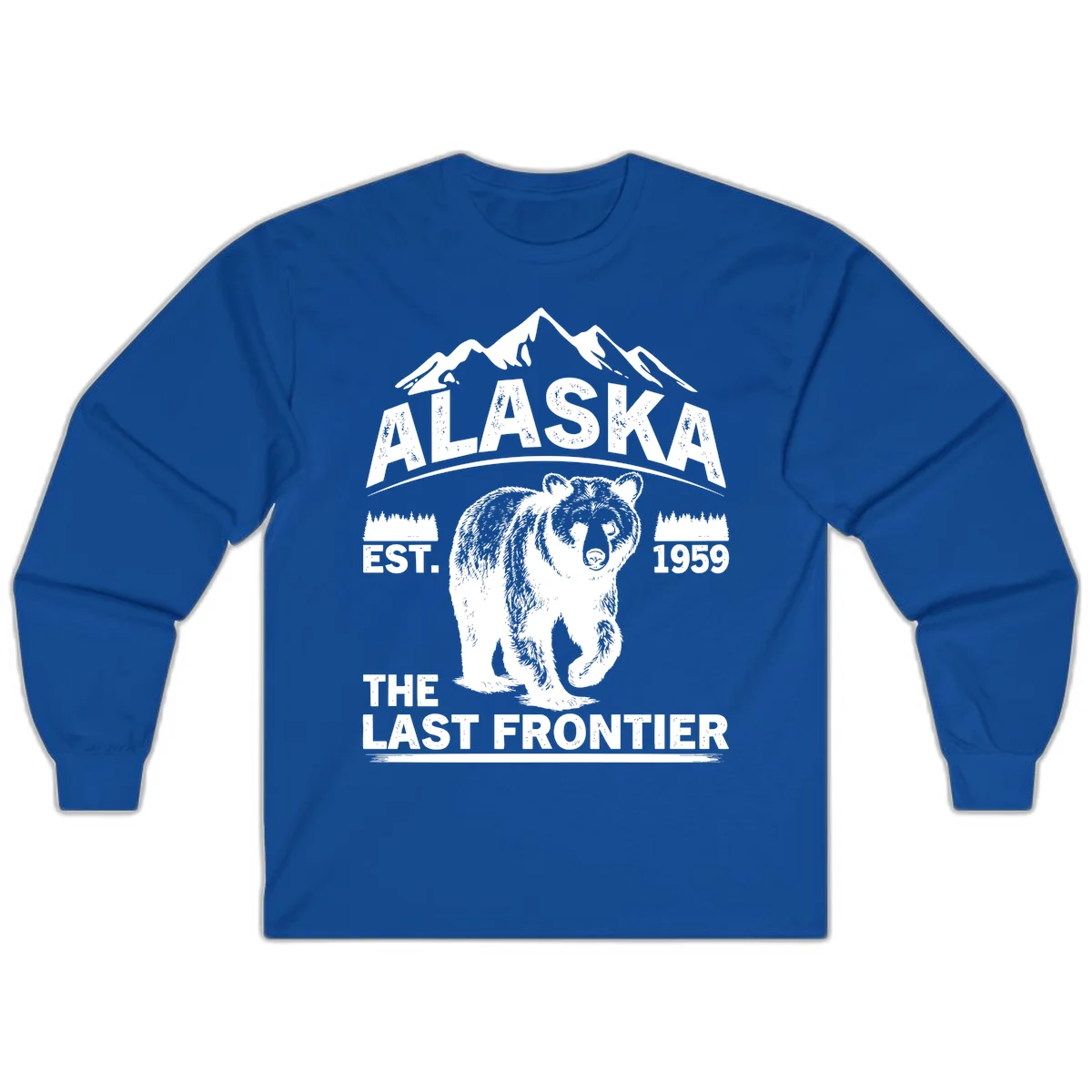 Alaska Last Frontier Grizzly Badge Long Sleeve in Royal