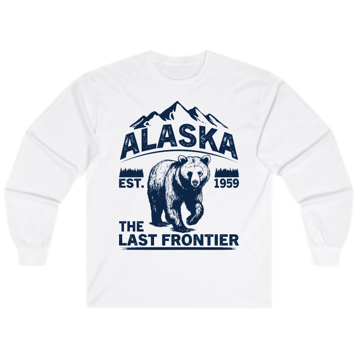 Alaska Last Frontier Grizzly Badge Long Sleeve in White