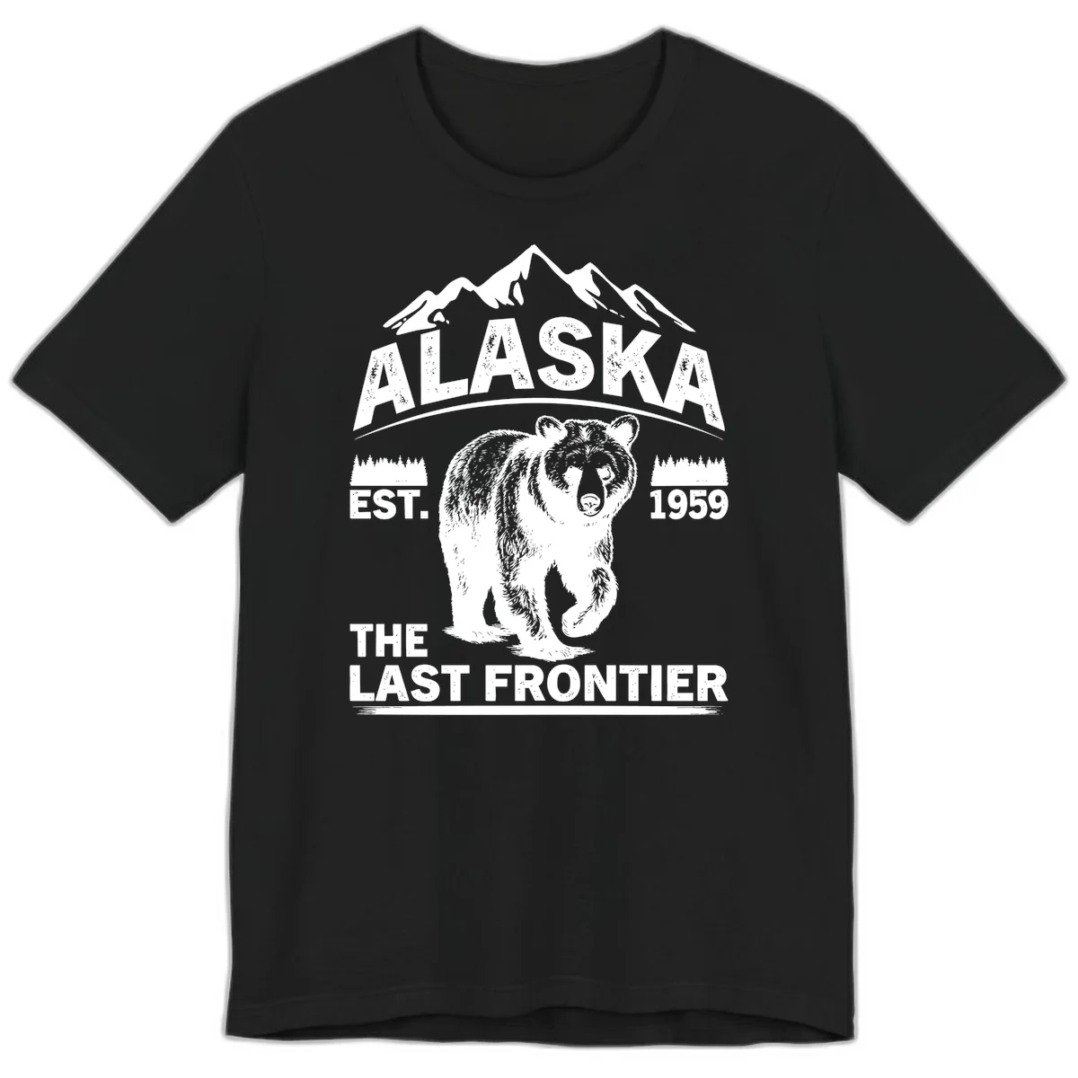 Alaska Last Frontier Grizzly Badge Premium T-Shirt in Black
