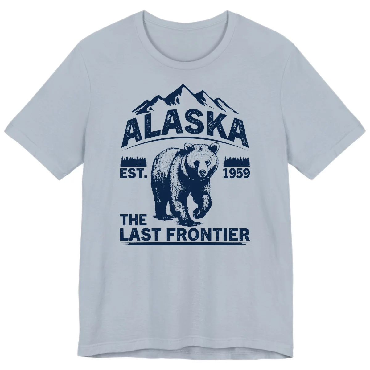 Alaska Last Frontier Grizzly Badge Premium T-Shirt in Light Blue