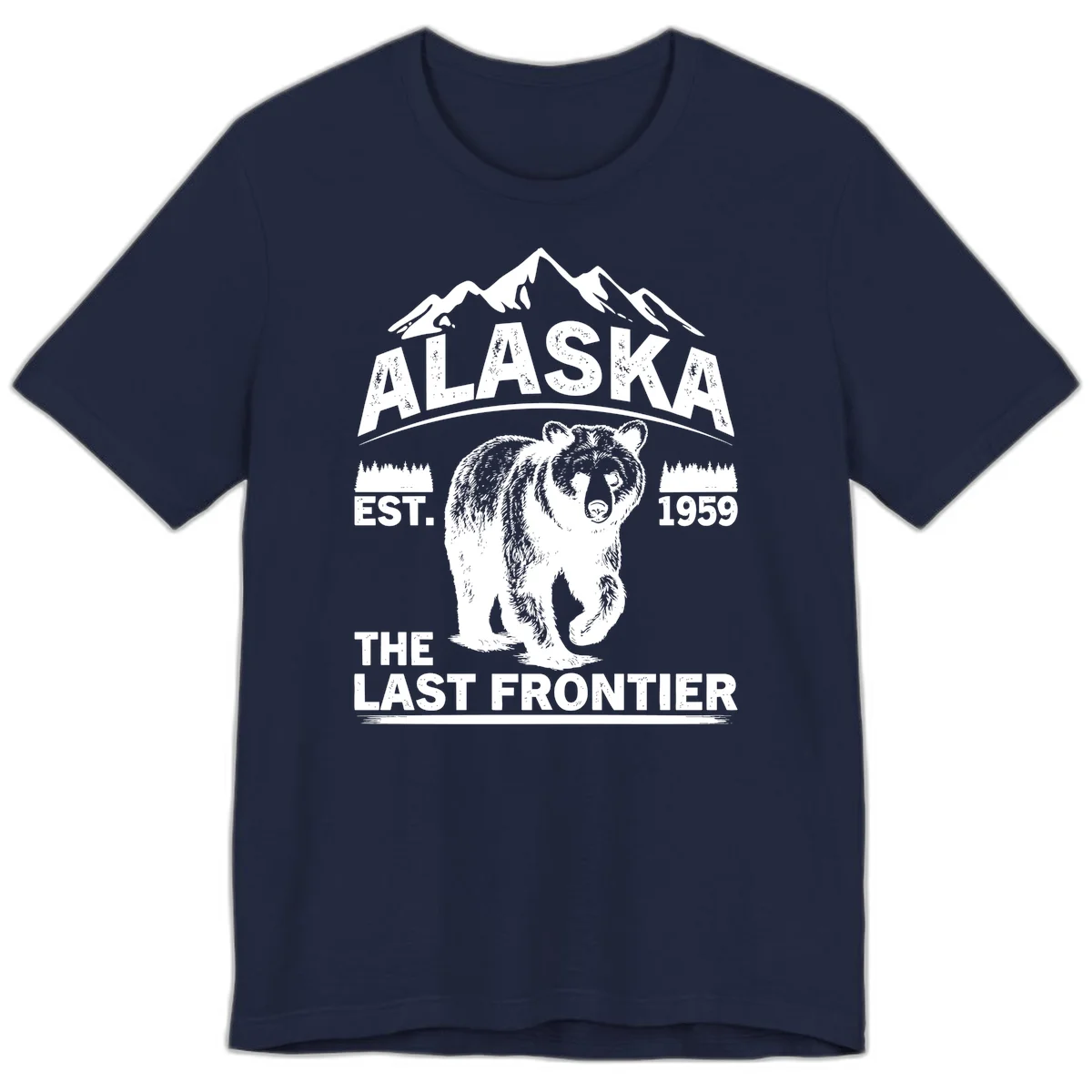 Alaska Last Frontier Grizzly Badge Premium T-Shirt in Navy