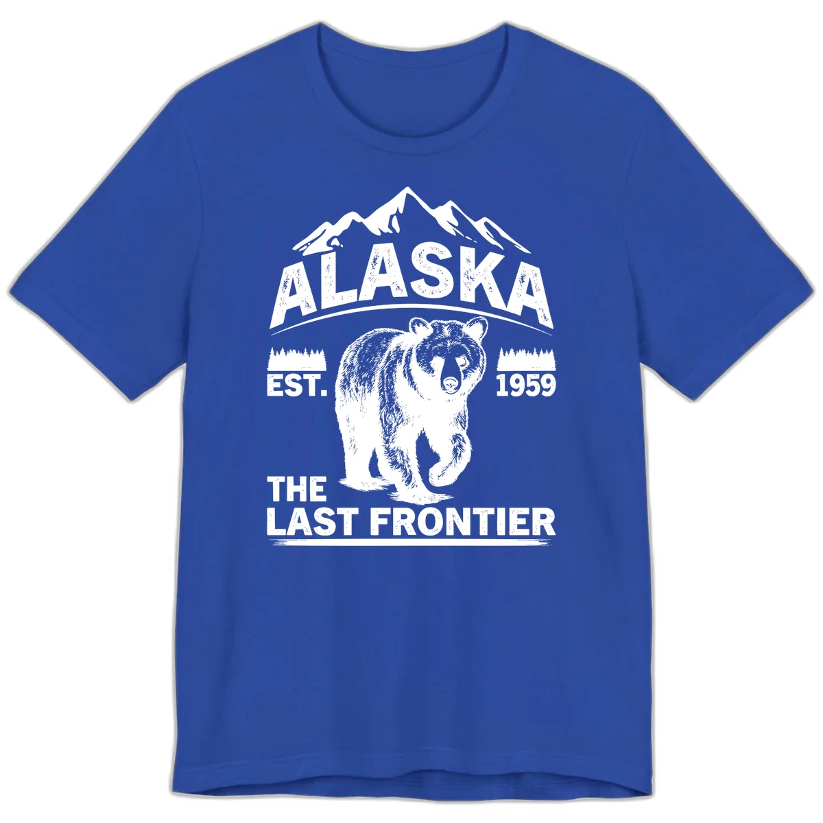 Alaska Last Frontier Grizzly Badge Premium T-Shirt in True Royal