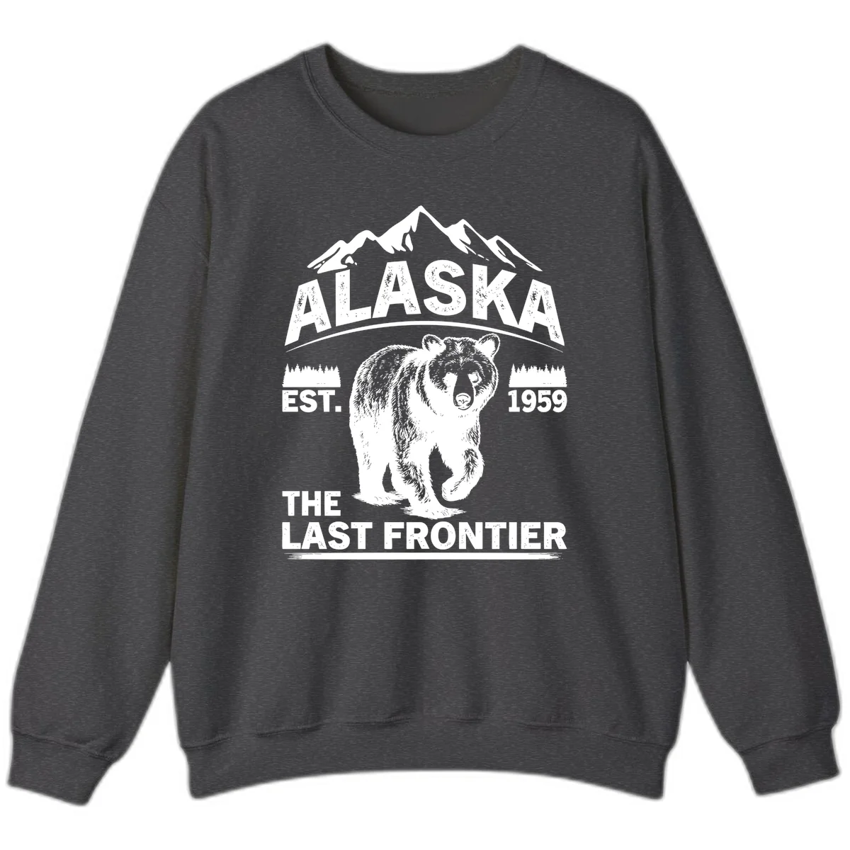 Alaska Last Frontier Grizzly Badge Sweatshirt in Dark Heather