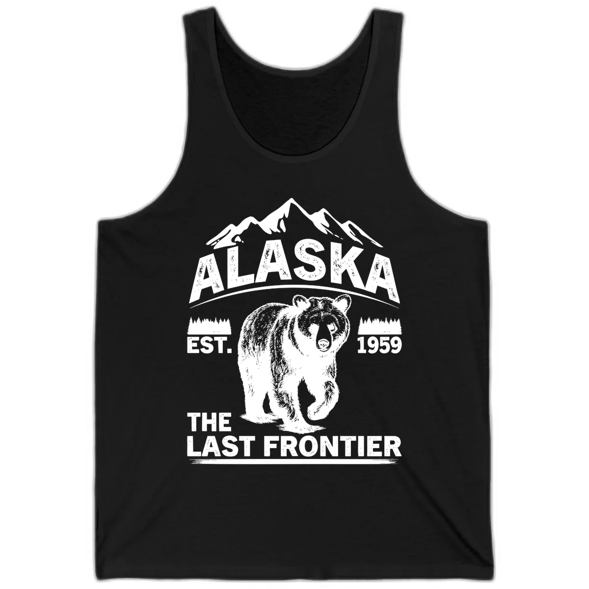 Alaska Last Frontier Grizzly Badge Tank Top in Black