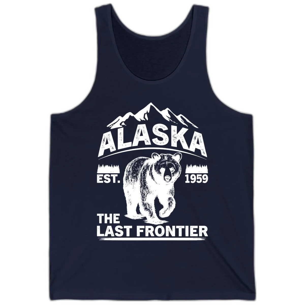 Alaska Last Frontier Grizzly Badge Tank Top in Navy