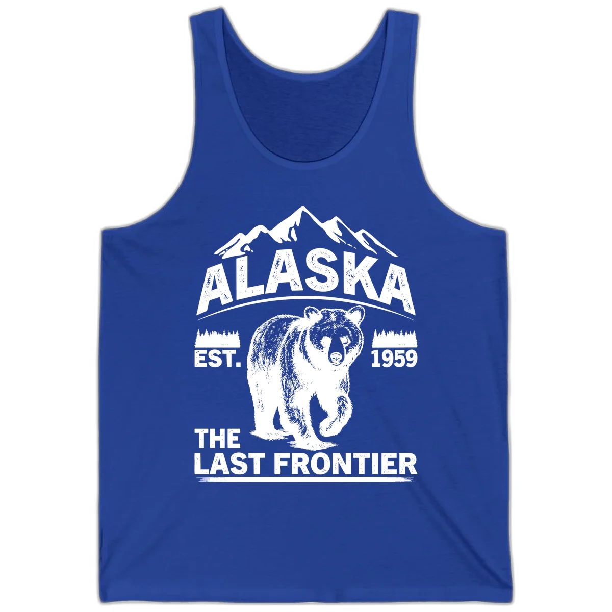 Alaska Last Frontier Grizzly Badge Tank Top in True Royal