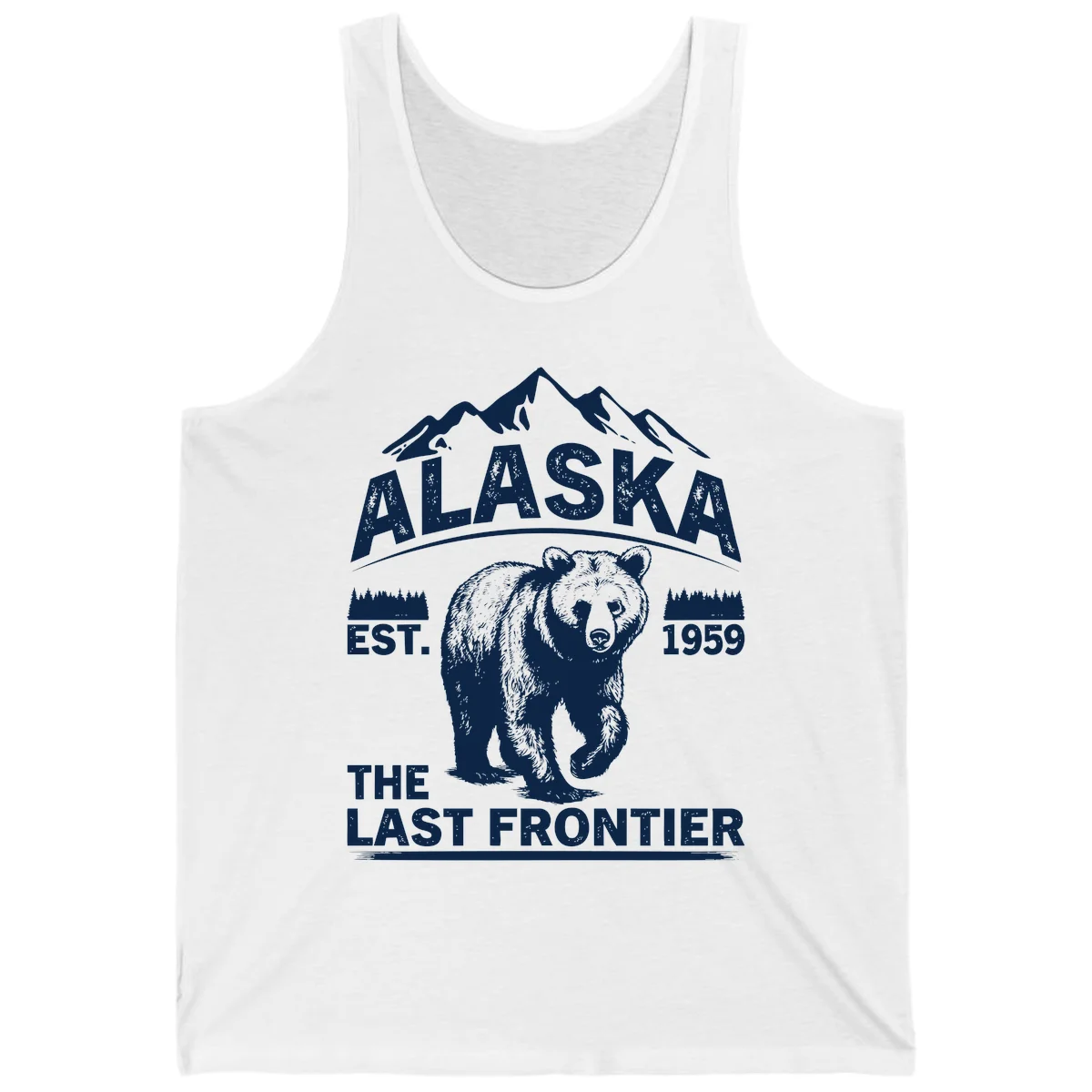 Alaska Last Frontier Grizzly Badge Tank Top in White
