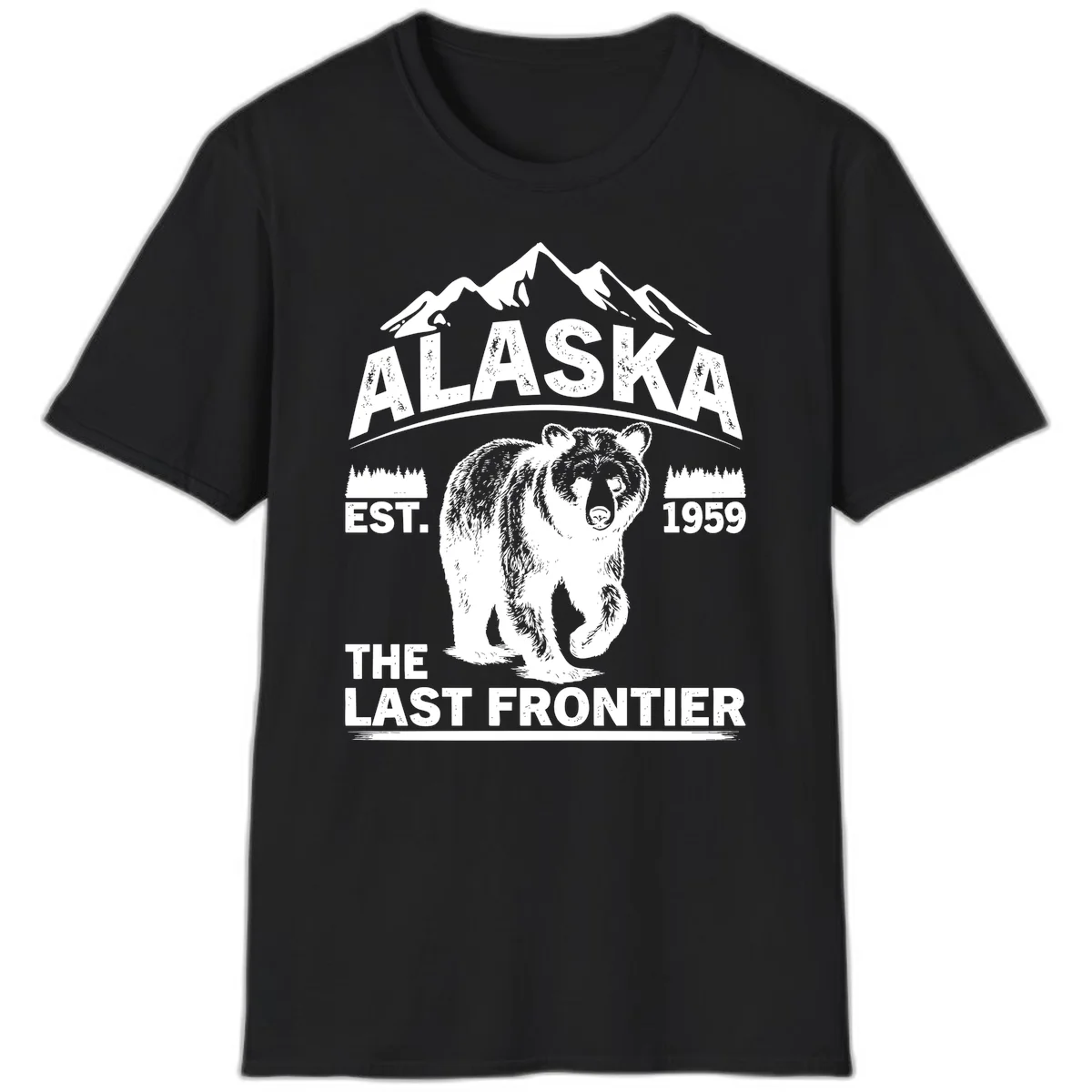 Alaska Last Frontier Grizzly Badge T-Shirt in Black