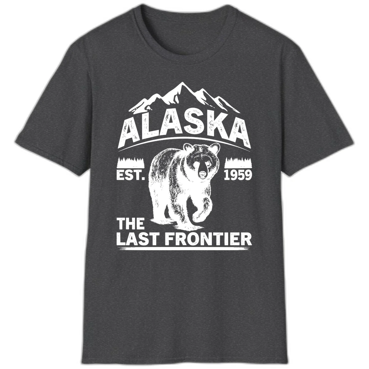 Alaska Last Frontier Grizzly Badge T-Shirt in Dark Heather