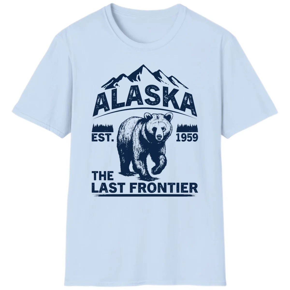 Alaska Last Frontier Grizzly Badge T-Shirt in Light Blue