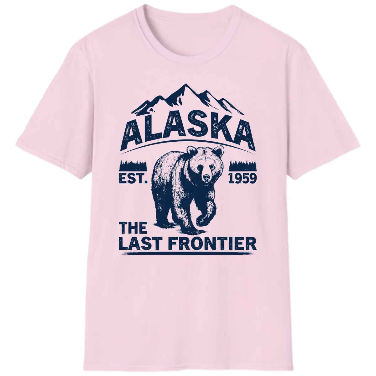 Alaska Last Frontier Grizzly Badge T-Shirt in Light Pink