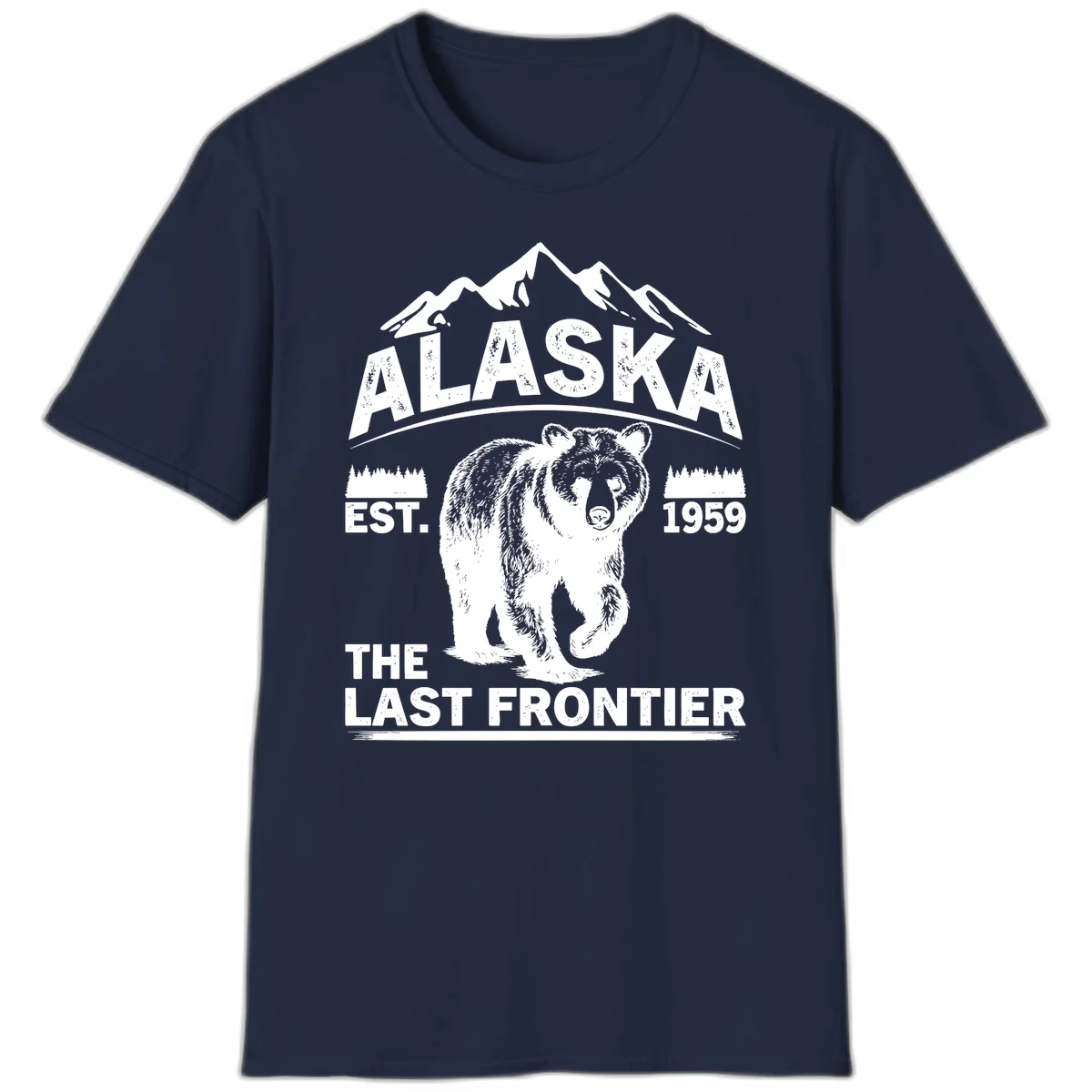 Alaska Last Frontier Grizzly Badge T-Shirt in Navy