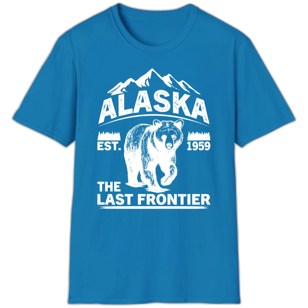 Alaska Last Frontier Grizzly Badge T-Shirt in Sapphire