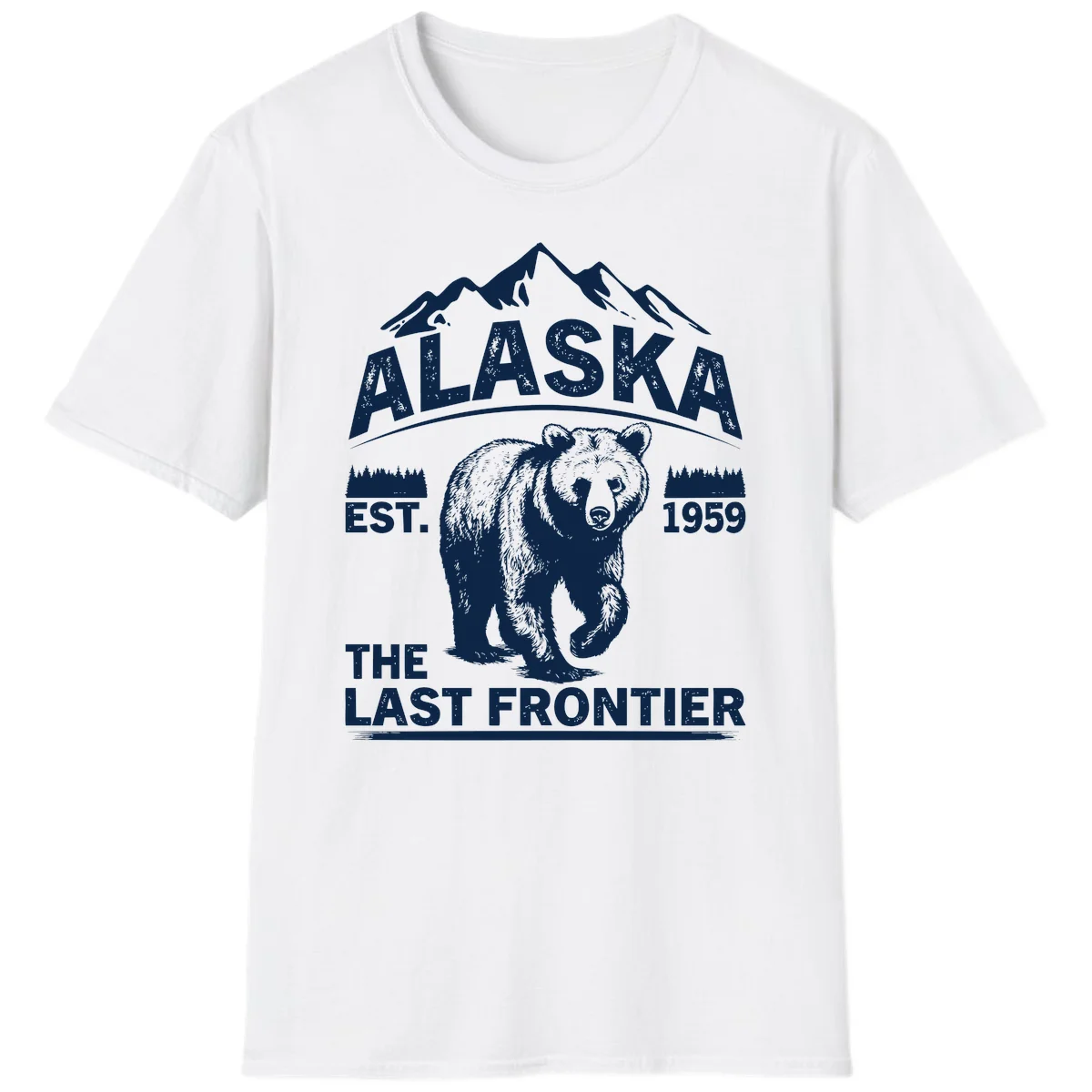 Alaska Last Frontier Grizzly Badge T-Shirt in White