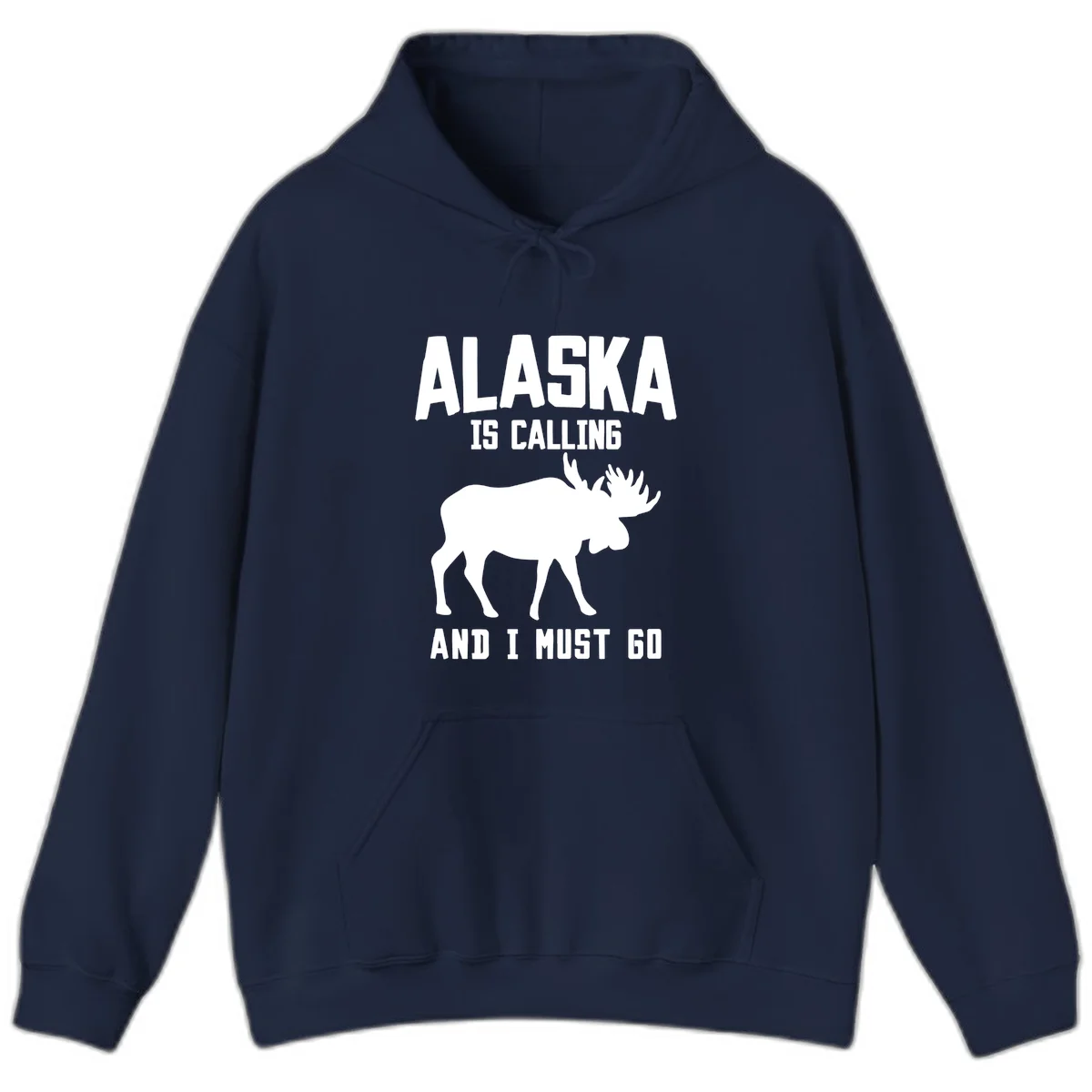 Alaska Is Calling Moose Hoodie in Navy