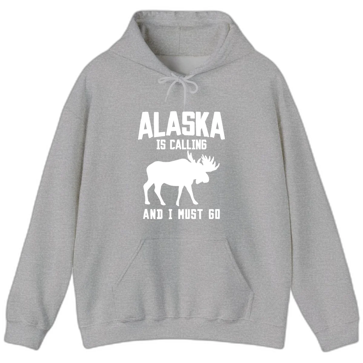Alaska Is Calling Moose Hoodie in Sport Grey