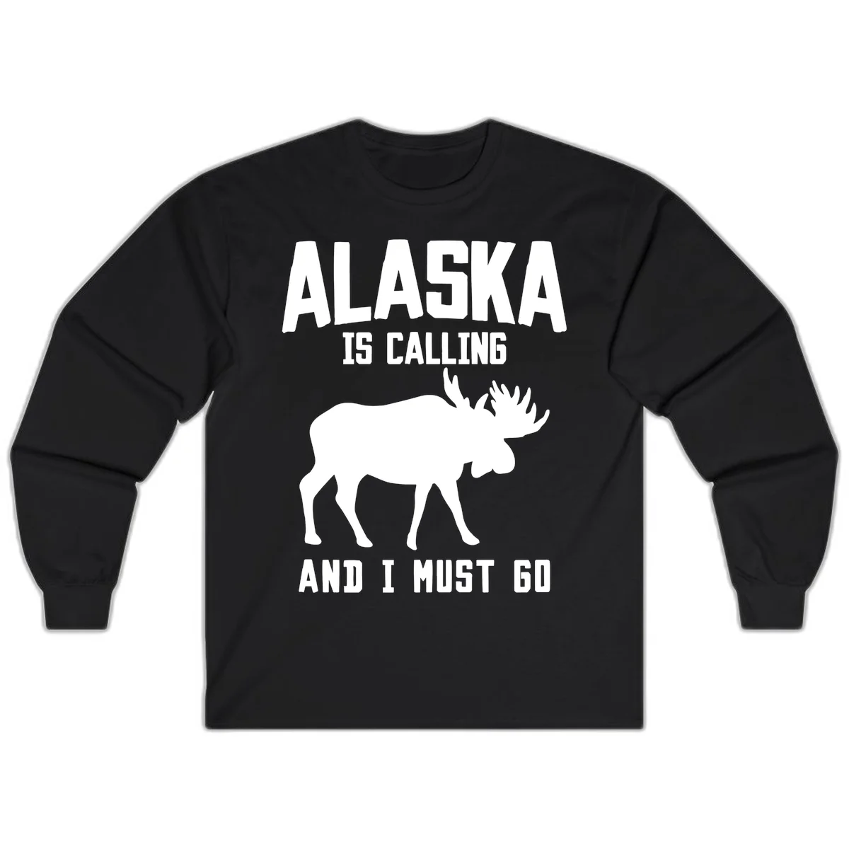 Alaska Is Calling Moose Long Sleeve in Black