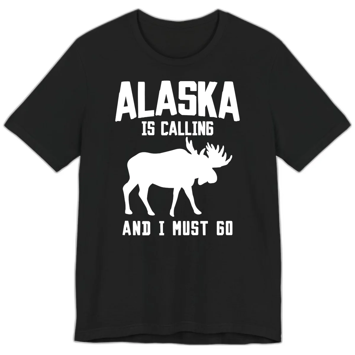 Alaska Is Calling Moose Premium Tee in Black