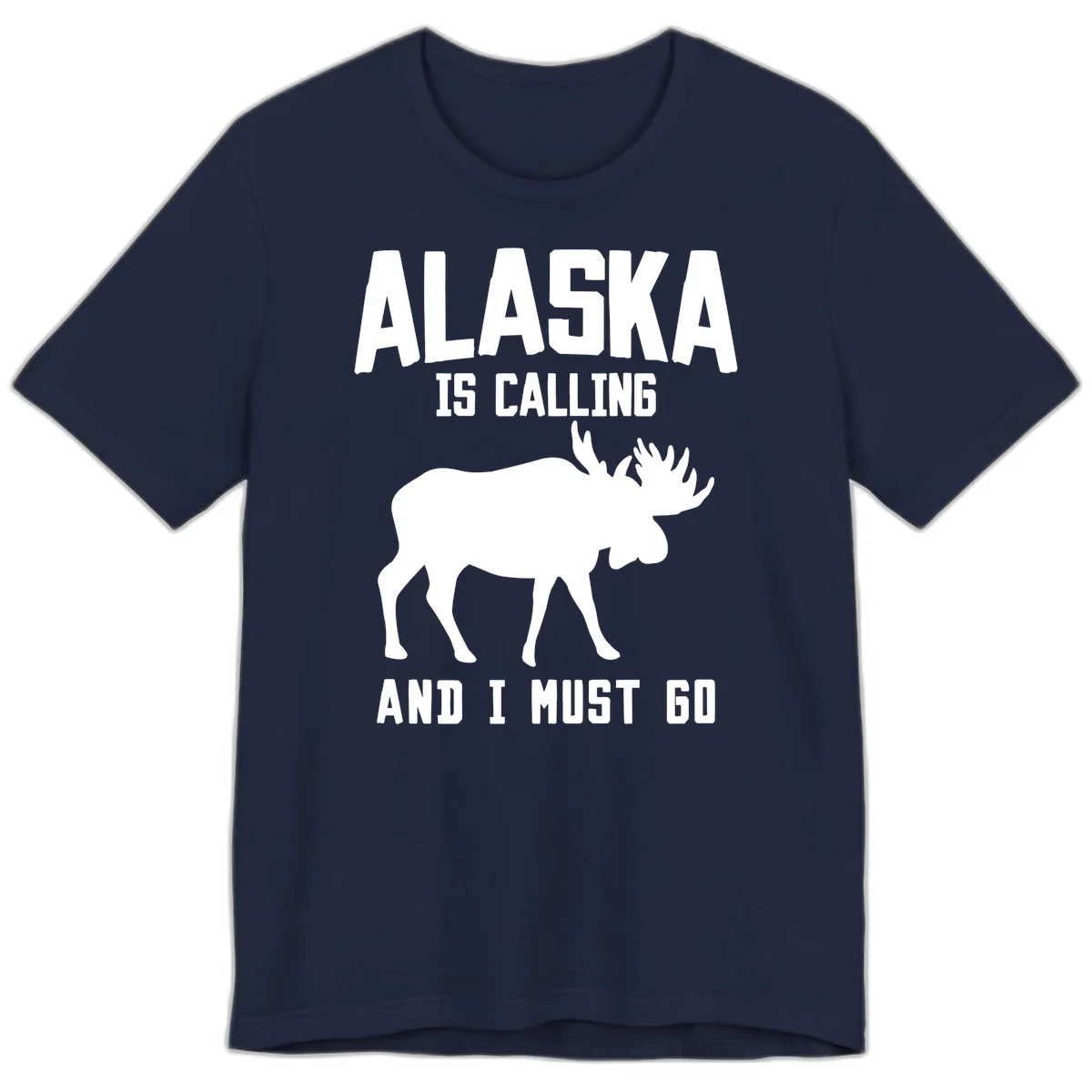 Alaska Is Calling Moose Premium Tee in Navy