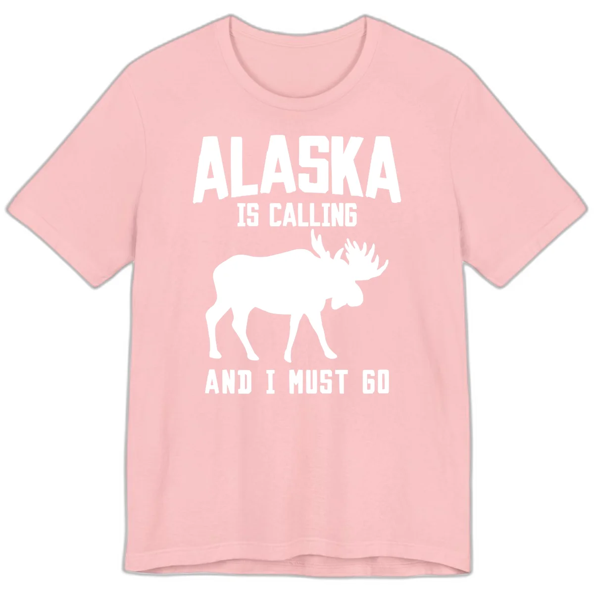Alaska Is Calling Moose Premium Tee in Pink