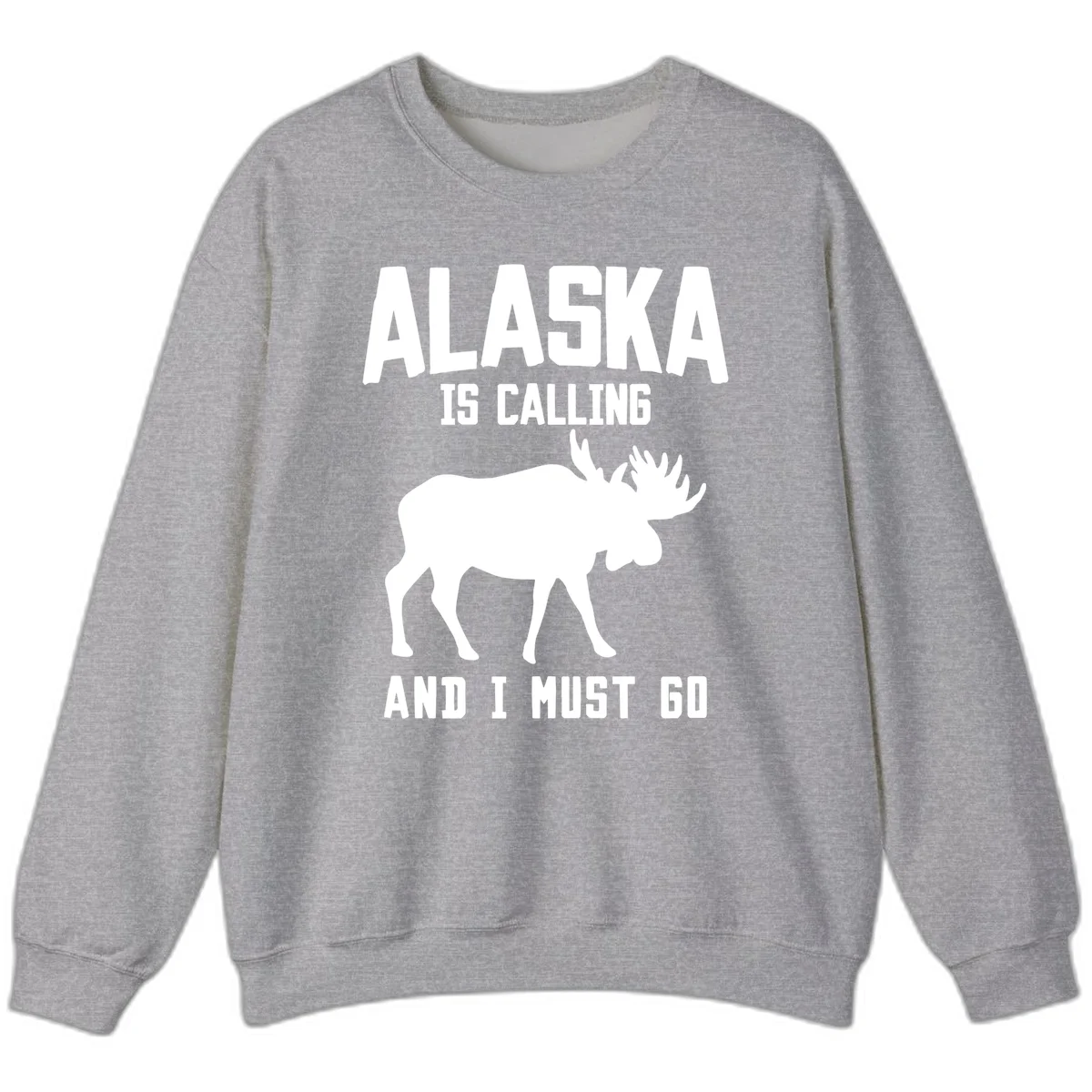 Alaska Is Calling Moose Sweatshirt in Sport Grey