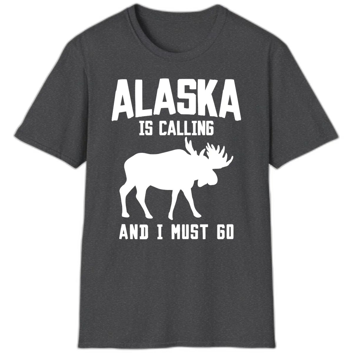 Alaska Is Calling Moose T-Shirt in Dark Heather