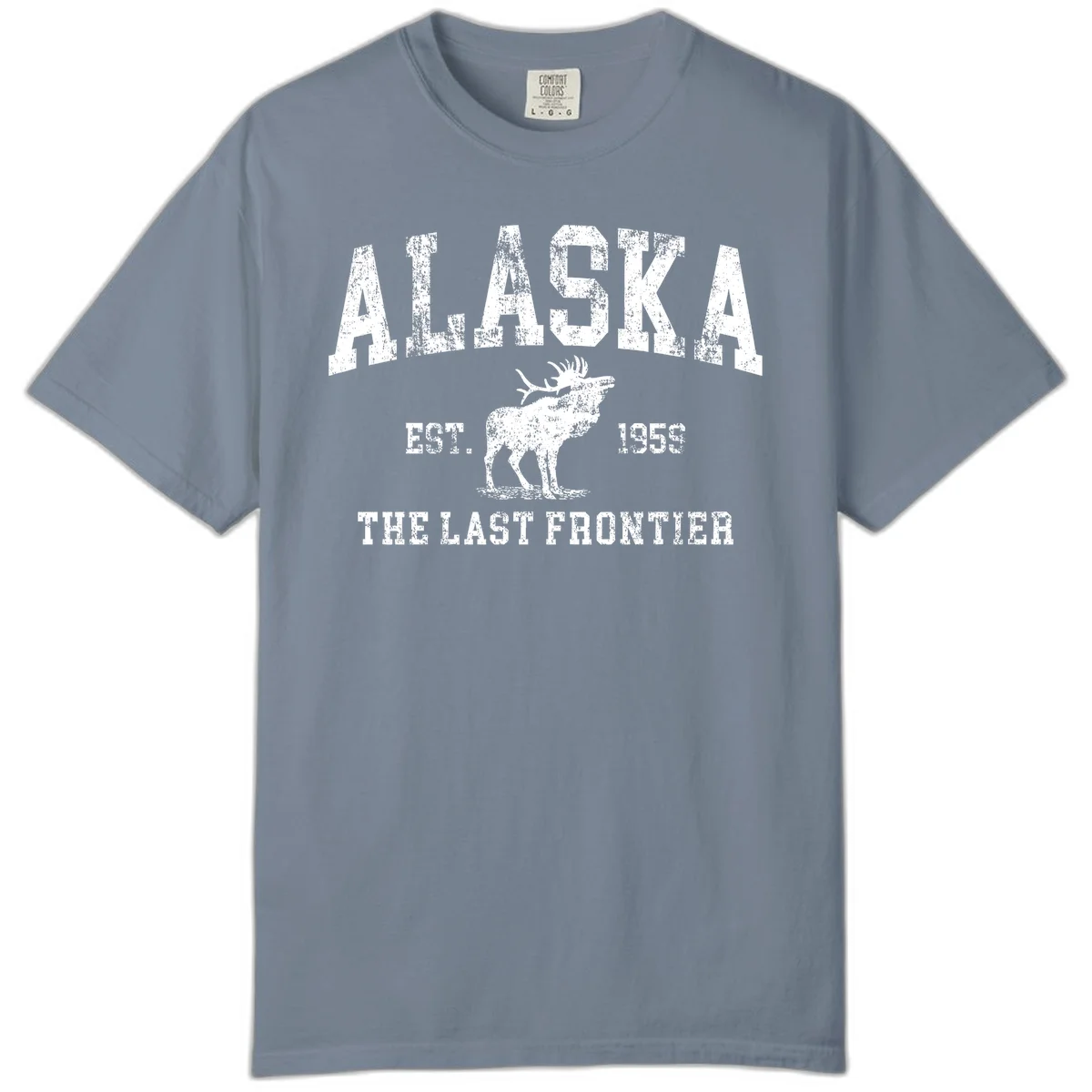 Alaska Last Frontier Moose 1959 Comfort Color Shirt in Blue Jean