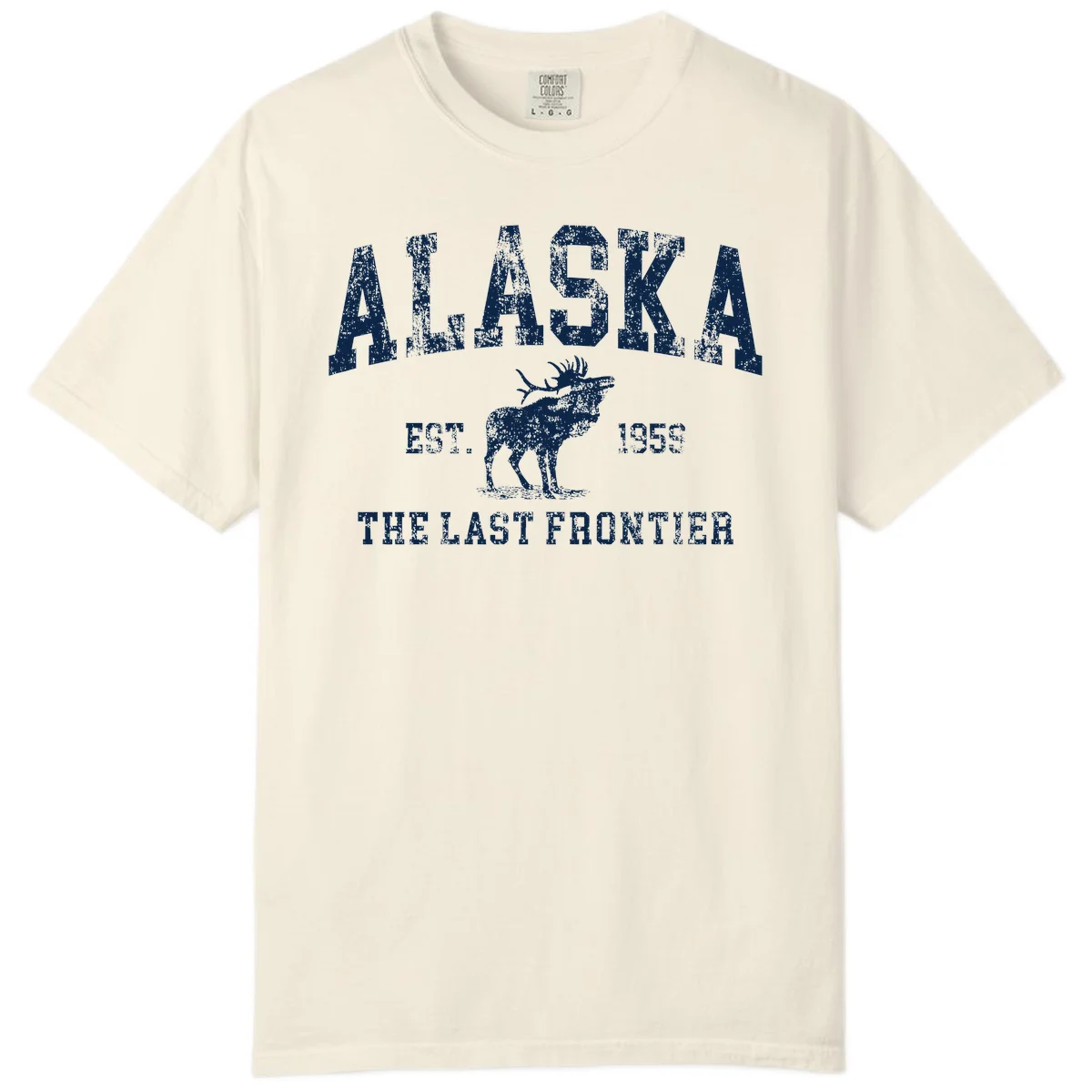 Alaska Last Frontier Moose 1959 Comfort Color Shirt in Ivory