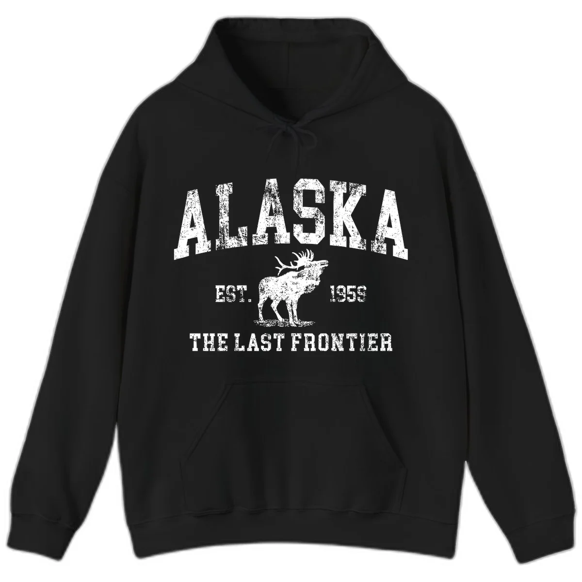 Alaska Last Frontier Vintage Moose 1959 Hoodie in Black