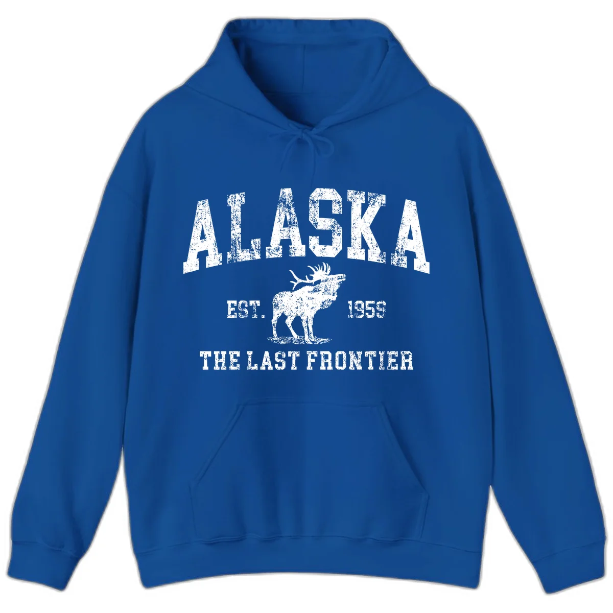 Alaska Last Frontier Vintage Moose 1959 Hoodie in Royal