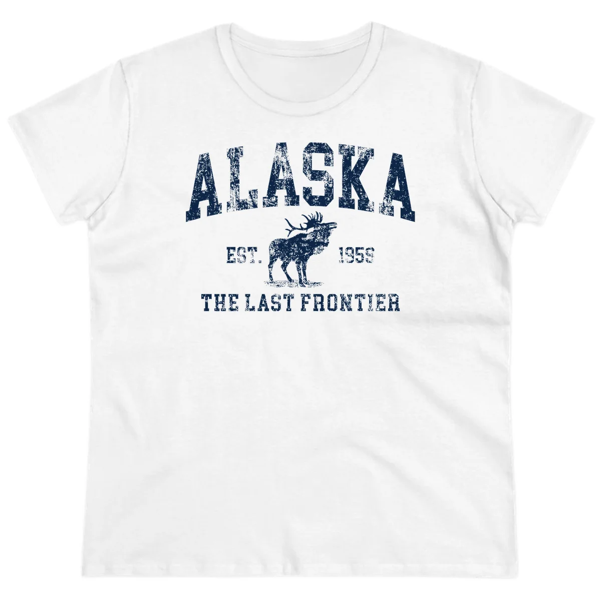 Alaska Last Frontier Moose 1959 Ladies Tee in White