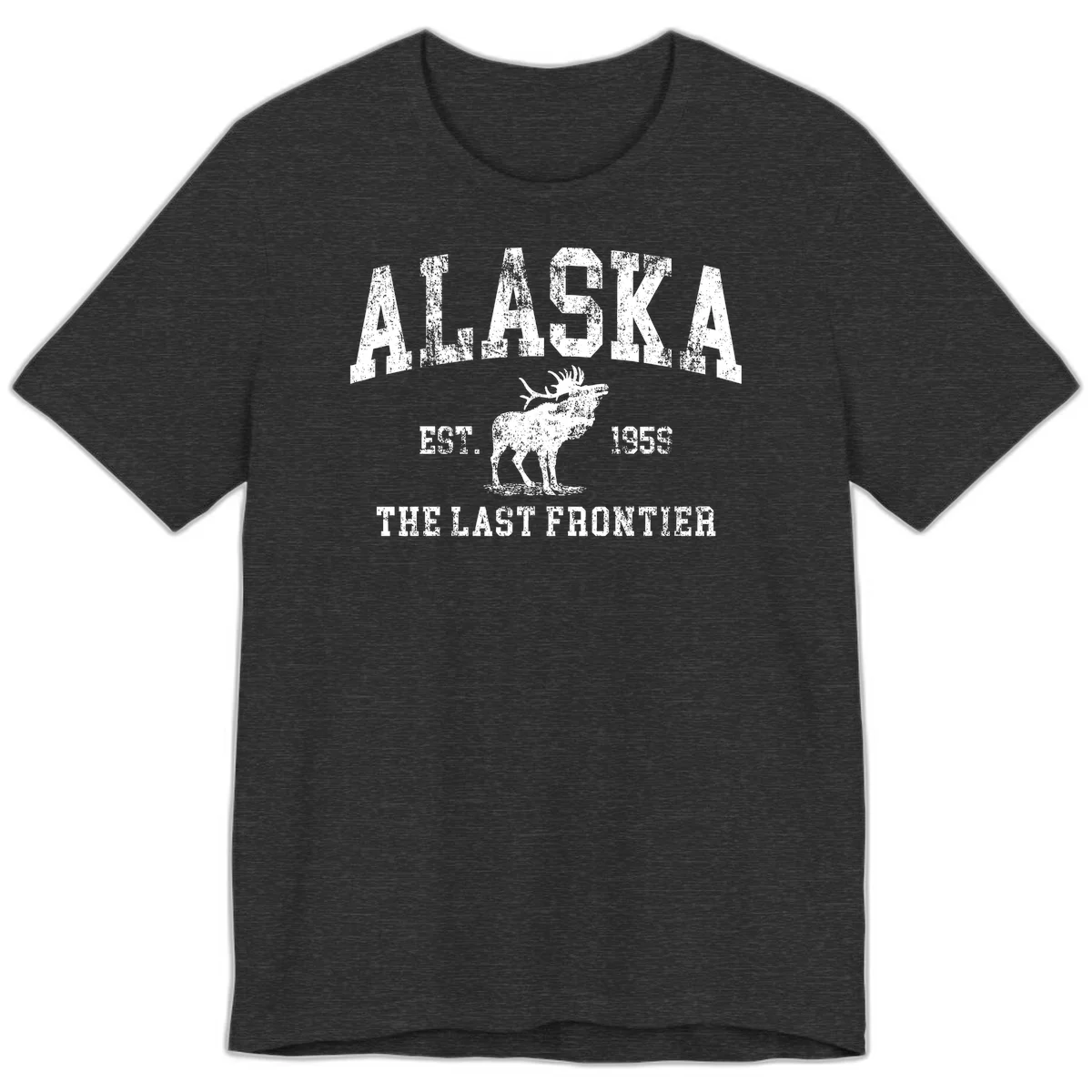 Alaska Last Frontier Moose 1959 Premium T-Shirt in Dark Grey Heather