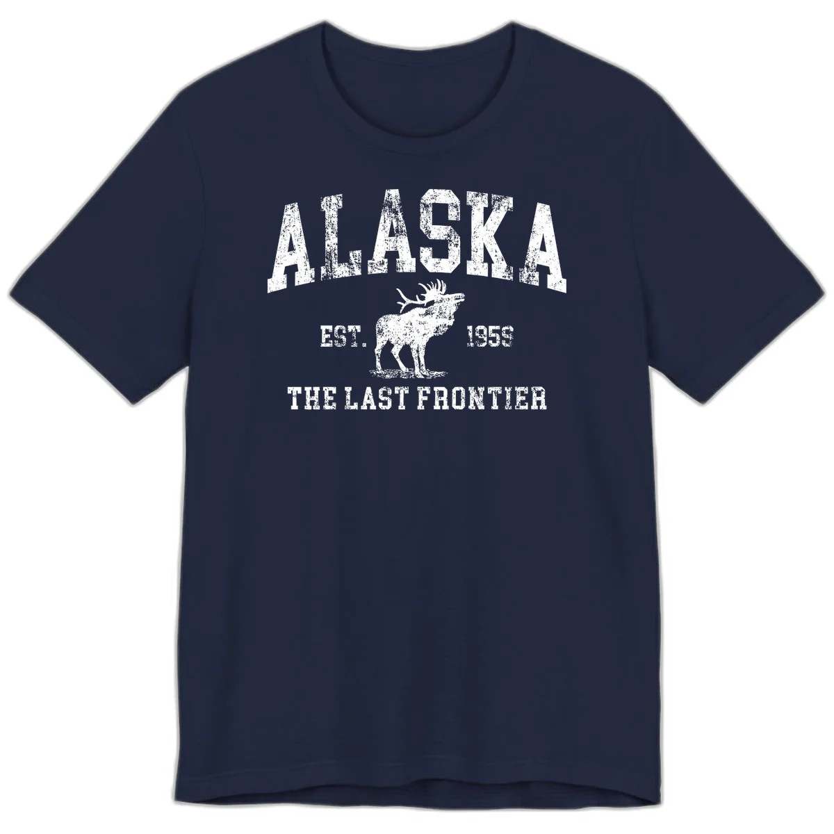Alaska Last Frontier Moose 1959 Premium T-Shirt in Navy
