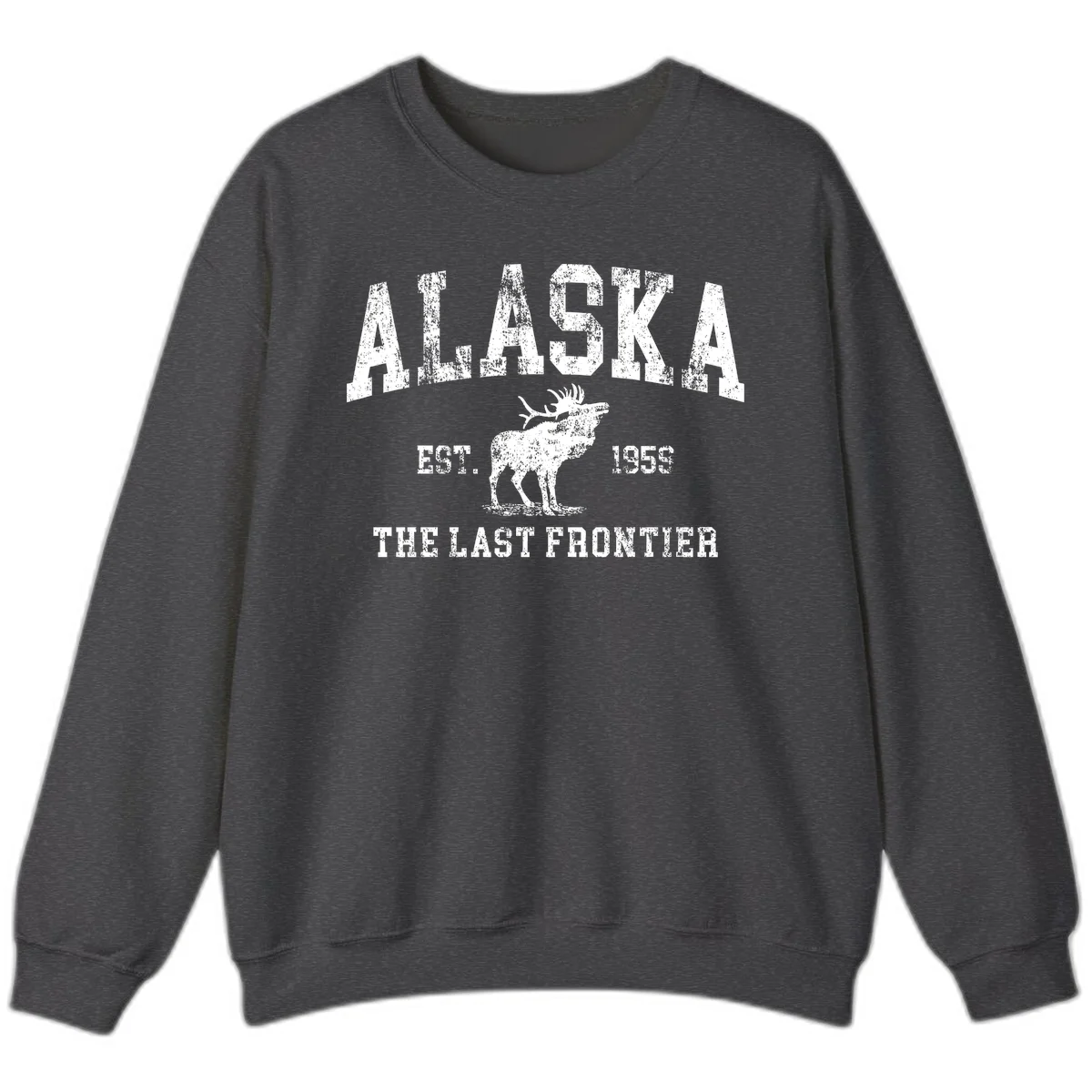 Alaska Last Frontier Moose 1959 Sweatshirt in Dark Heather