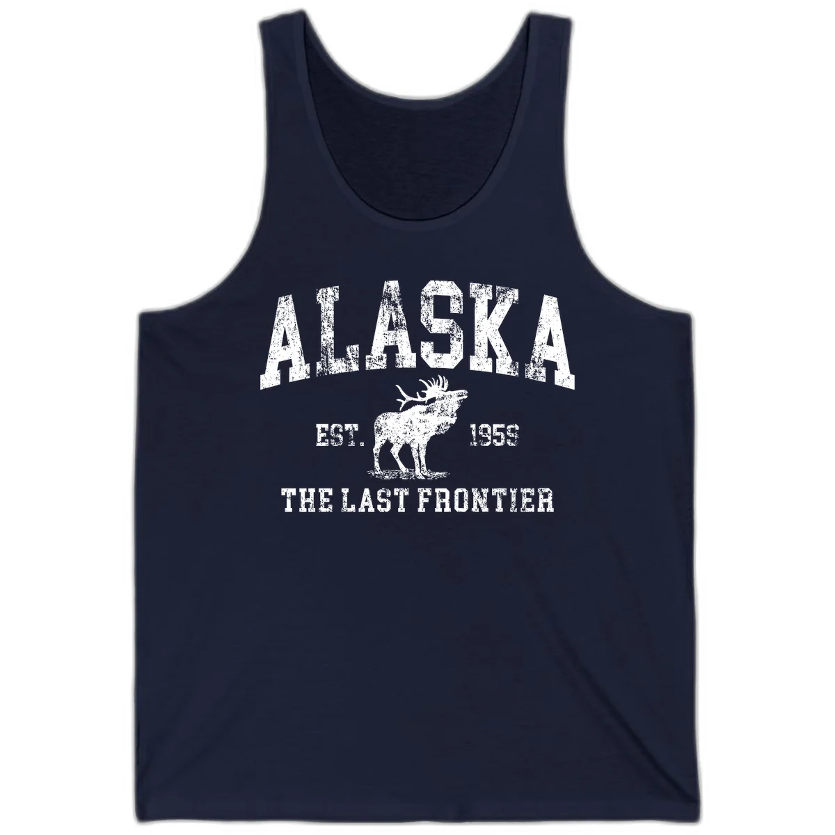 Alaska Last Frontier Vintage Moose 1959 Tank in Navy